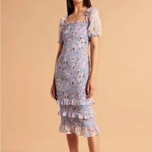 Abercrombie and Fitch Puff Sleeve Floral Midi Dress- NWT